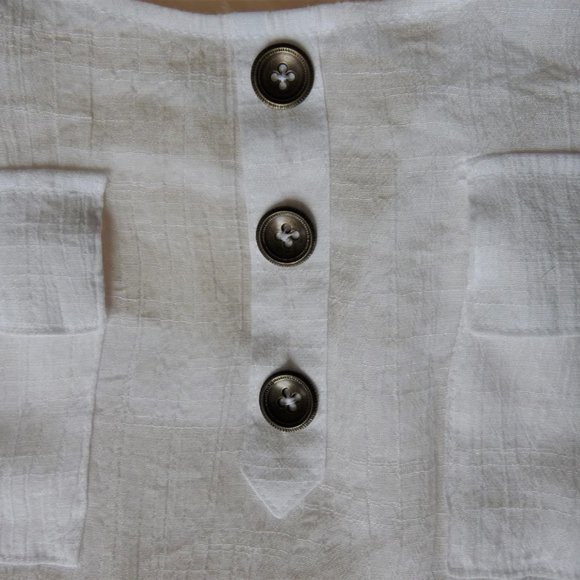 Short Sleeve Blouse Open Back, White - Picture 5 of 7